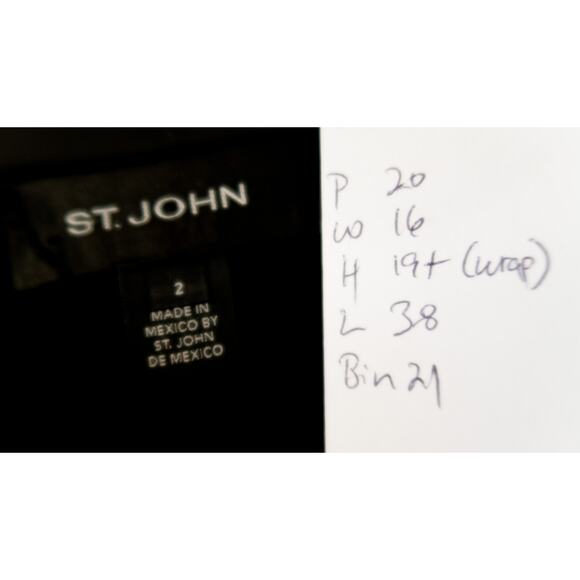 ST. JOHN Vintage '90s Silver Studded Polka Dot Black Wrap Dress NWT US 2 - Picture 9 of 9